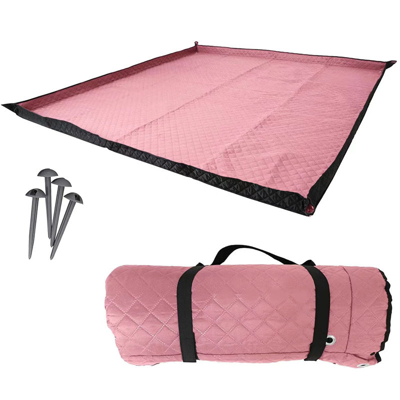 45671 200x200cm Rhombus Grid Design Picnic Mat Moisture-proof Outdoor Camping Mat with Ground Nails