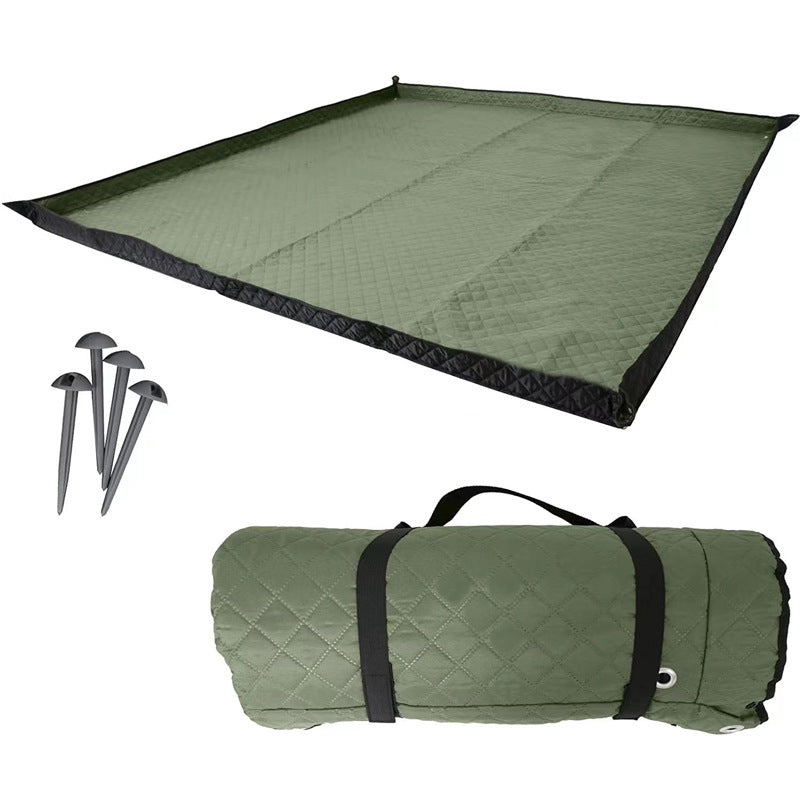 45671 200x200cm Rhombus Grid Design Picnic Mat Moisture-proof Outdoor Camping Mat with Ground Nails