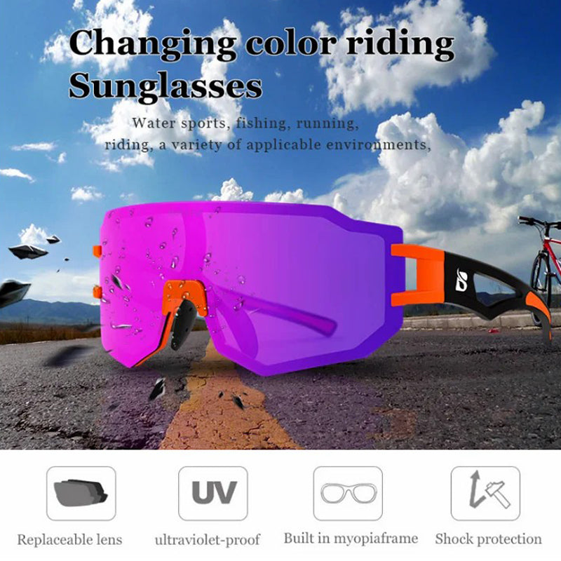 BOLLFO BF629 Bicycle Cycling Glasses UV400 Protection Sports Polarized Goggles with Interchangeable Lenses