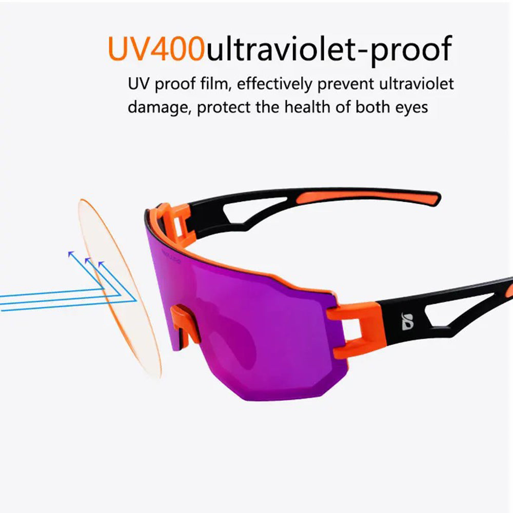 BOLLFO BF629 Bicycle Cycling Glasses UV400 Protection Sports Polarized Goggles with Interchangeable Lenses