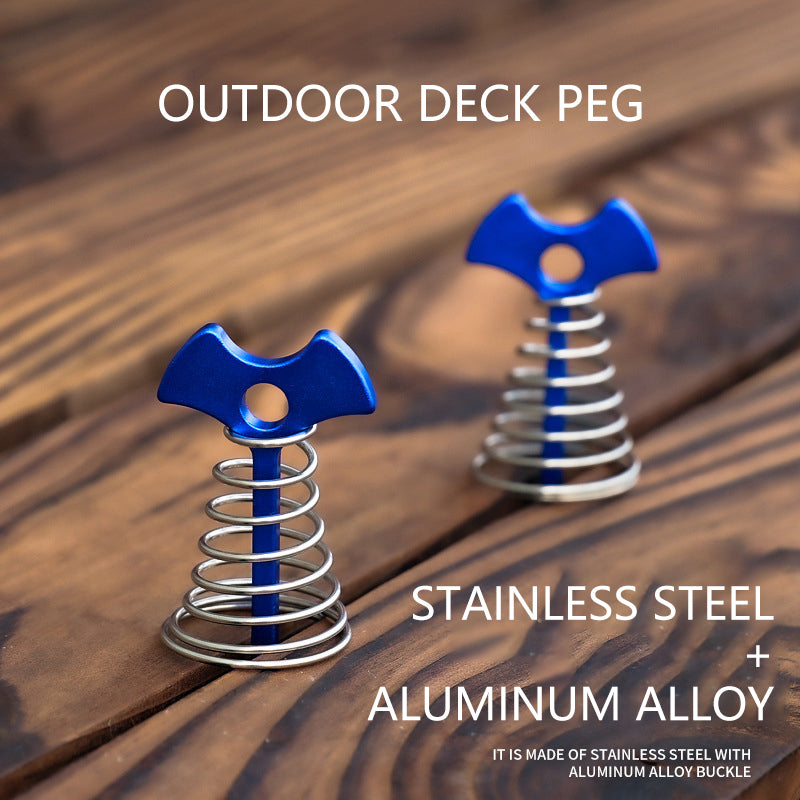 AOTU AT6546 Aluminum Alloy Fishbone Spring Nail Tent Stake Deck Anchor Peg with D-shape Carabiner