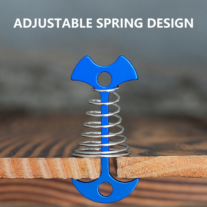 AOTU AT6546 Aluminum Alloy Fishbone Spring Nail Tent Stake Deck Anchor Peg with D-shape Carabiner