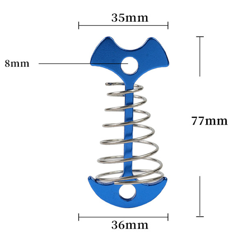 AOTU AT6546 Aluminum Alloy+Stainless Steel Tent Nail Fishbone Spring Stake Deck Anchor Peg Wind Rope Buckle