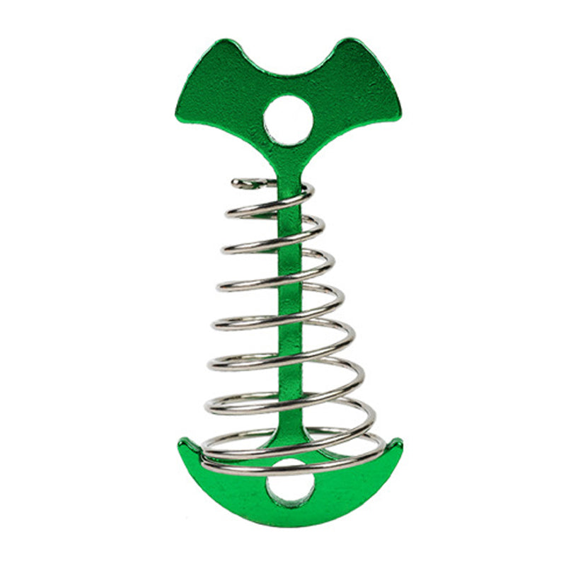 AOTU AT6546 Aluminum Alloy+Stainless Steel Tent Nail Fishbone Spring Stake Deck Anchor Peg Wind Rope Buckle