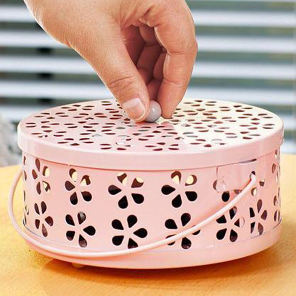 AOTU Camping Iron Mosquito Incense Coil Holder Box with Lid for Home