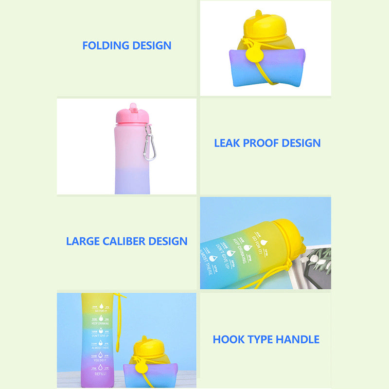 600ML Collapsible Water Bottle Silicone Drinking Cup for Camping Travel (BPA-Free, NO FDA Certified)