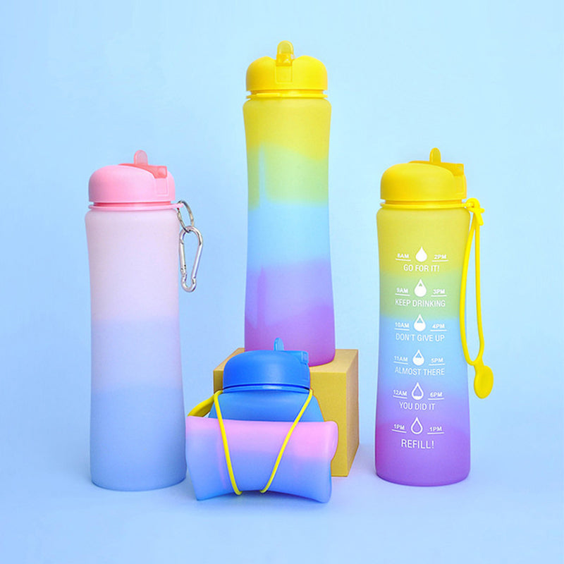 600ML Collapsible Water Bottle Silicone Drinking Cup for Camping Travel (BPA-Free, NO FDA Certified)