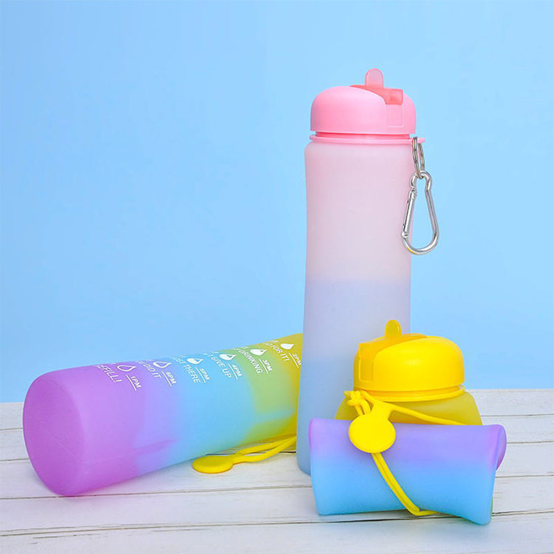 600ML Collapsible Water Bottle Silicone Drinking Cup for Camping Travel (BPA-Free, NO FDA Certified)