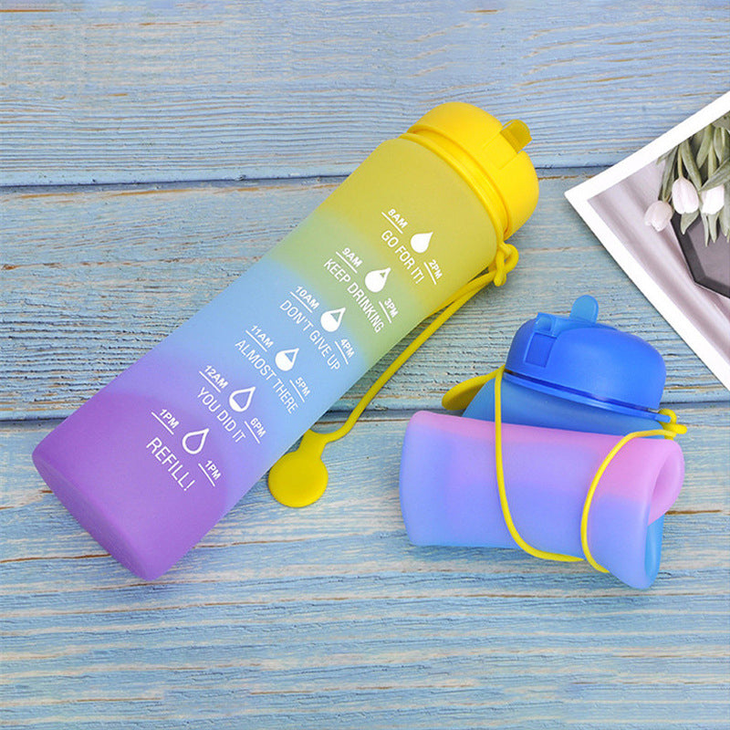 600ML Collapsible Water Bottle Silicone Drinking Cup for Camping Travel (BPA-Free, NO FDA Certified)