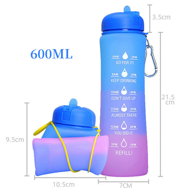 600ML Collapsible Water Bottle Silicone Drinking Cup for Camping Travel (BPA-Free, NO FDA Certified)