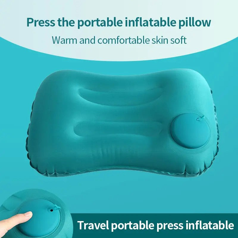 Press Inflation Milk Silk Pillow Portable Camping Travel Rectangle Waist Cushion Sleep Air Pillow