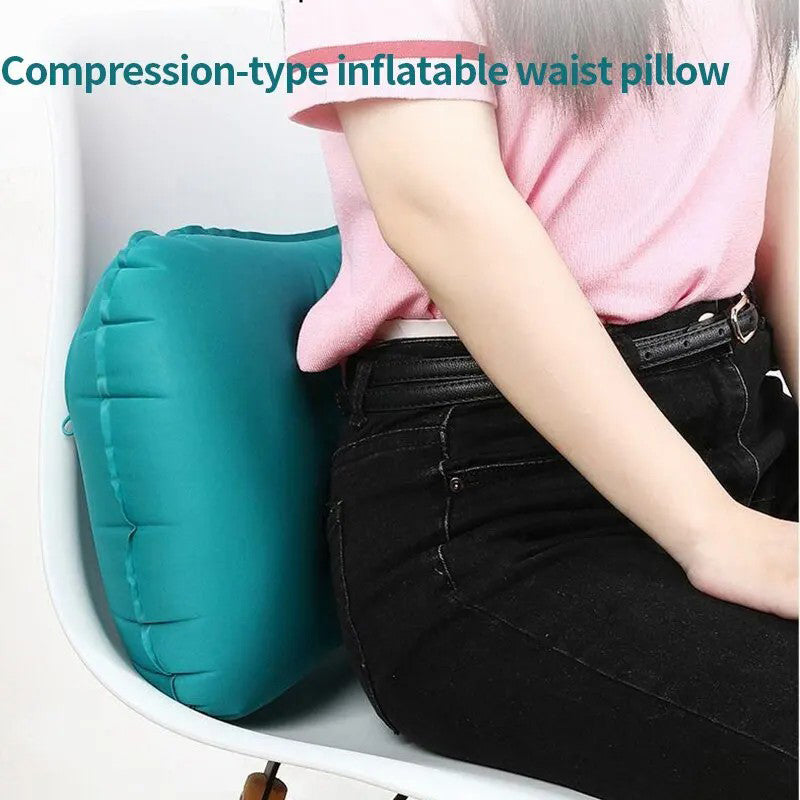 Press Inflation Milk Silk Pillow Portable Camping Travel Rectangle Waist Cushion Sleep Air Pillow