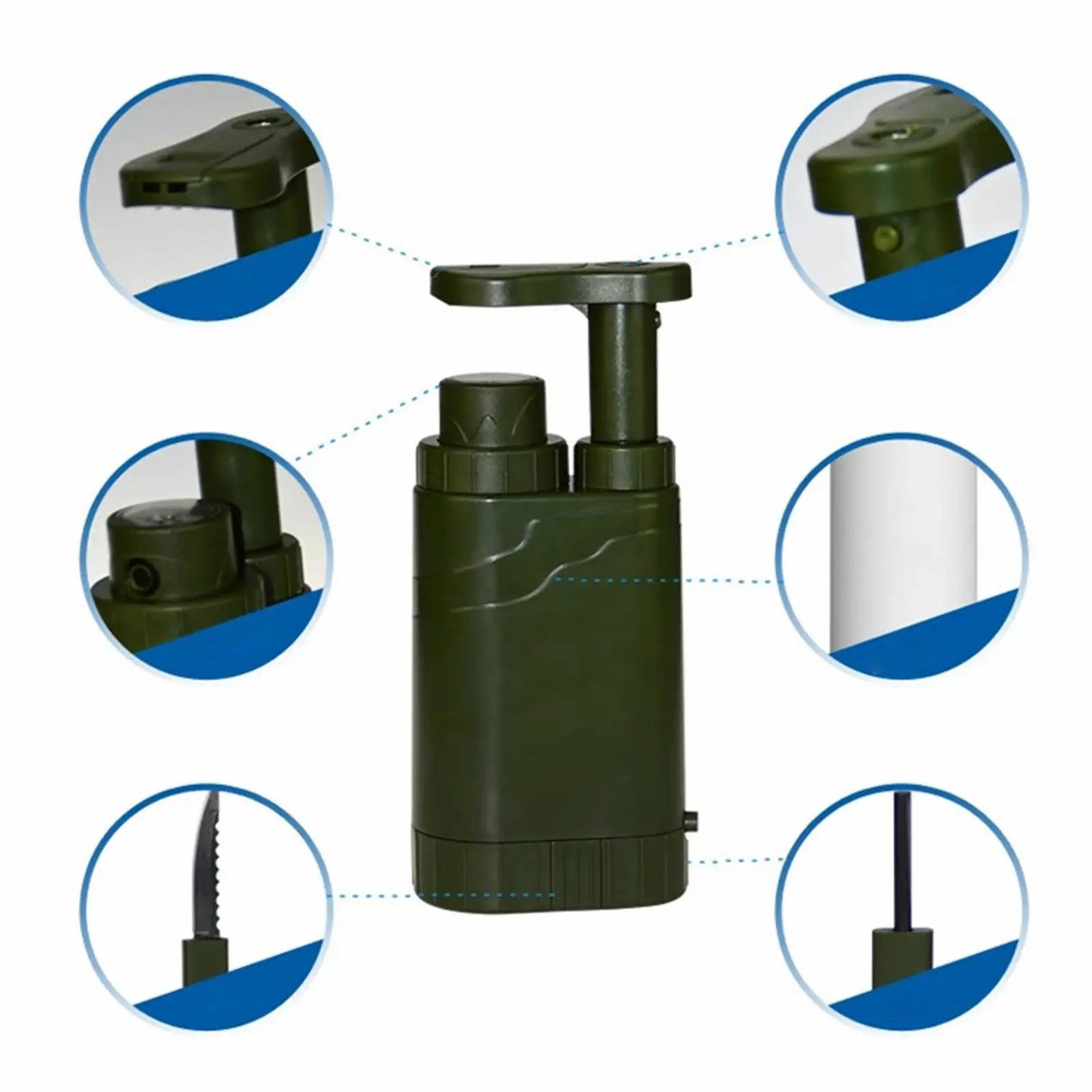 Emergency Survival Water Filter Straw Multifunction Compass Water Purifier (No FDA, BPA-Free)