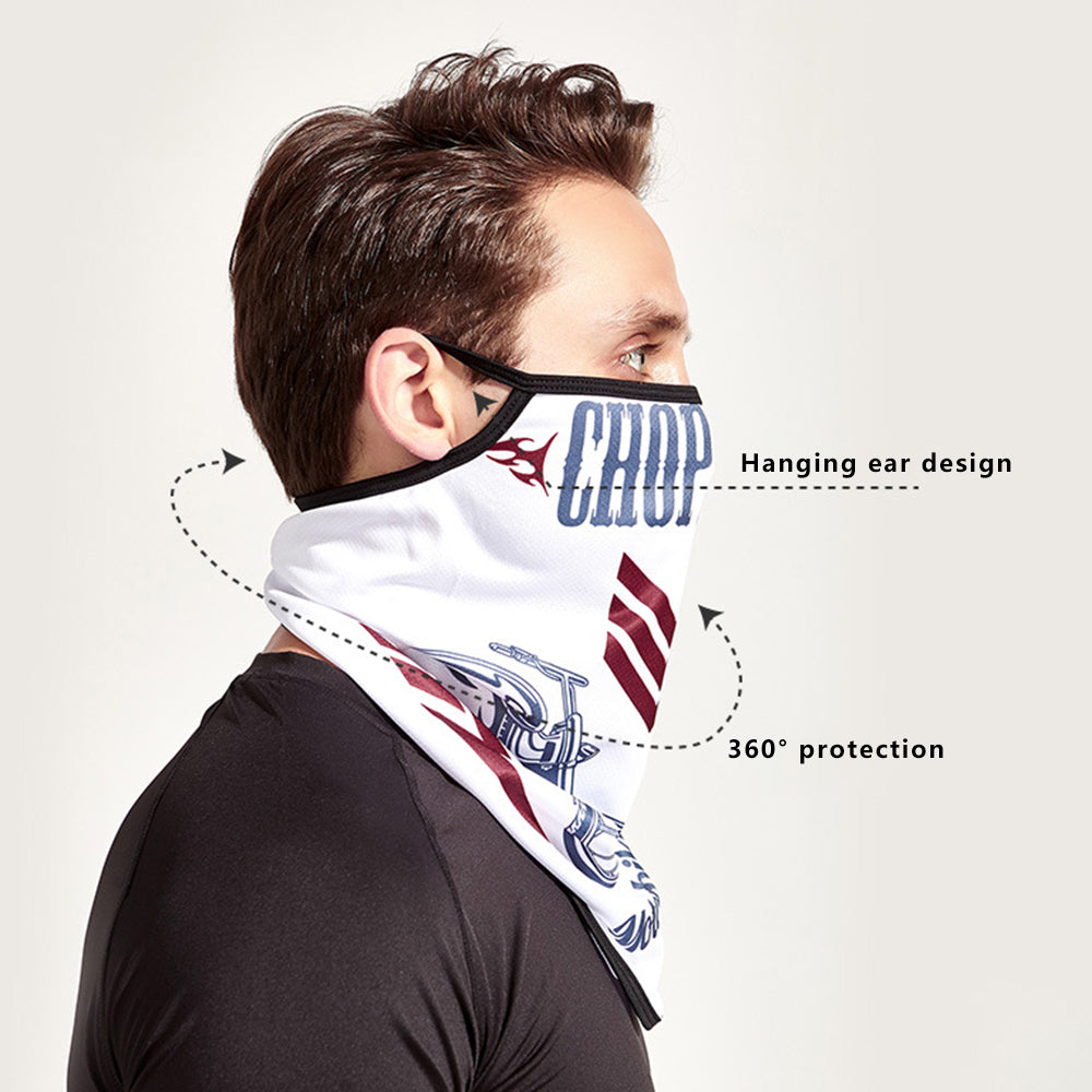 ZRCE GE Checker Pattern Summer Cycling Face Mask Anti-UV Neck Gaiter with Ear Loop