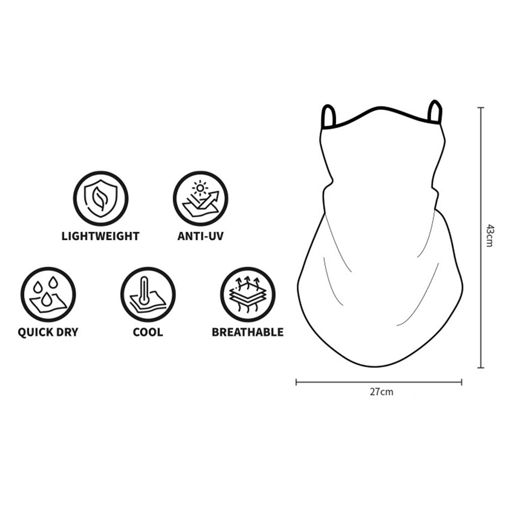 ZRCE GE Checker Pattern Summer Cycling Face Mask Anti-UV Neck Gaiter with Ear Loop
