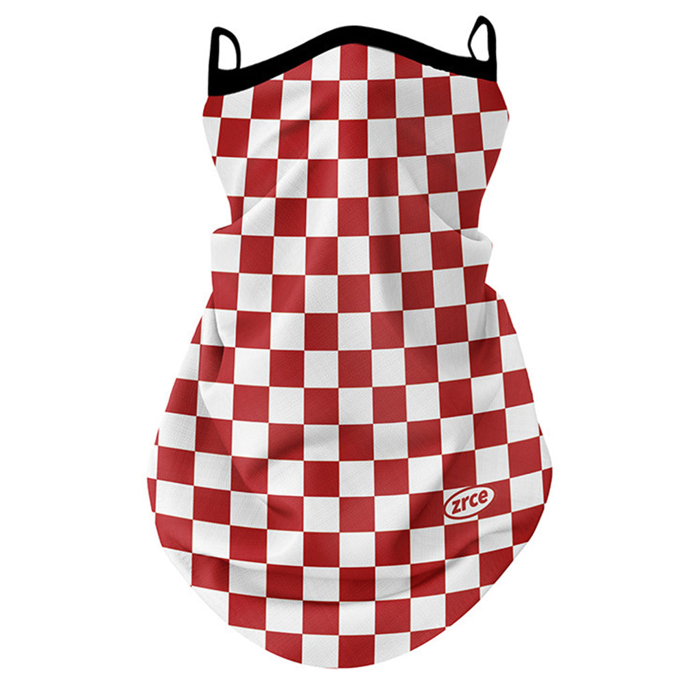 ZRCE GE Checker Pattern Summer Cycling Face Mask Anti-UV Neck Gaiter with Ear Loop