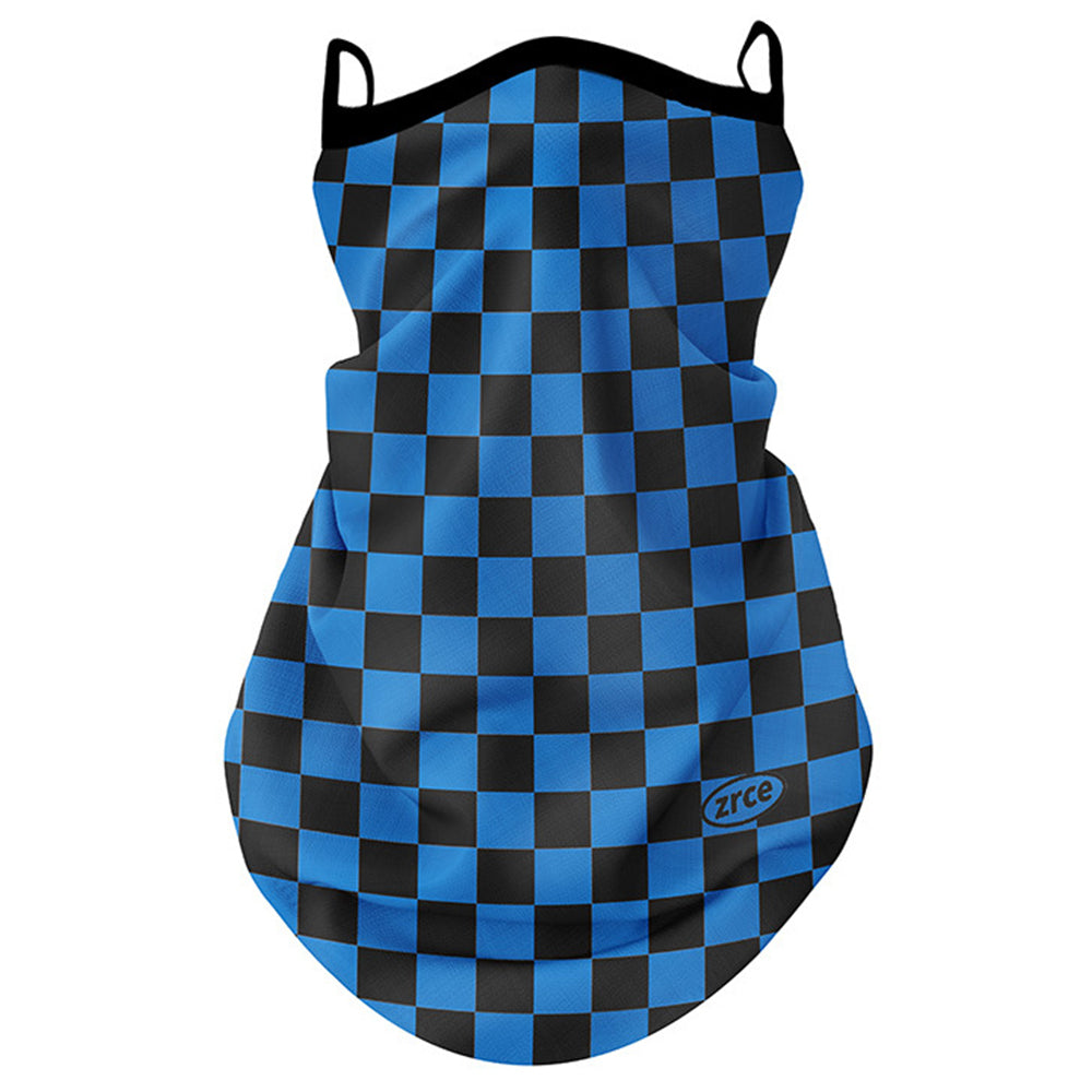 ZRCE GE Checker Pattern Summer Cycling Face Mask Anti-UV Neck Gaiter with Ear Loop