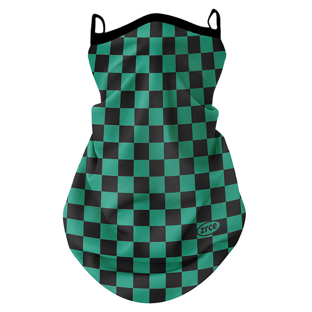 ZRCE GE Checker Pattern Summer Cycling Face Mask Anti-UV Neck Gaiter with Ear Loop