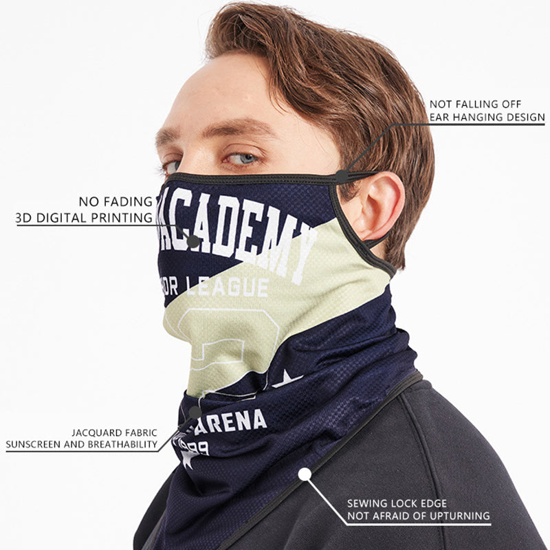 ZRCE GE Summer Outdoor Sun-proof Mask Scarf Ear Hanging Anti-UV Polyester Face Neck Cover