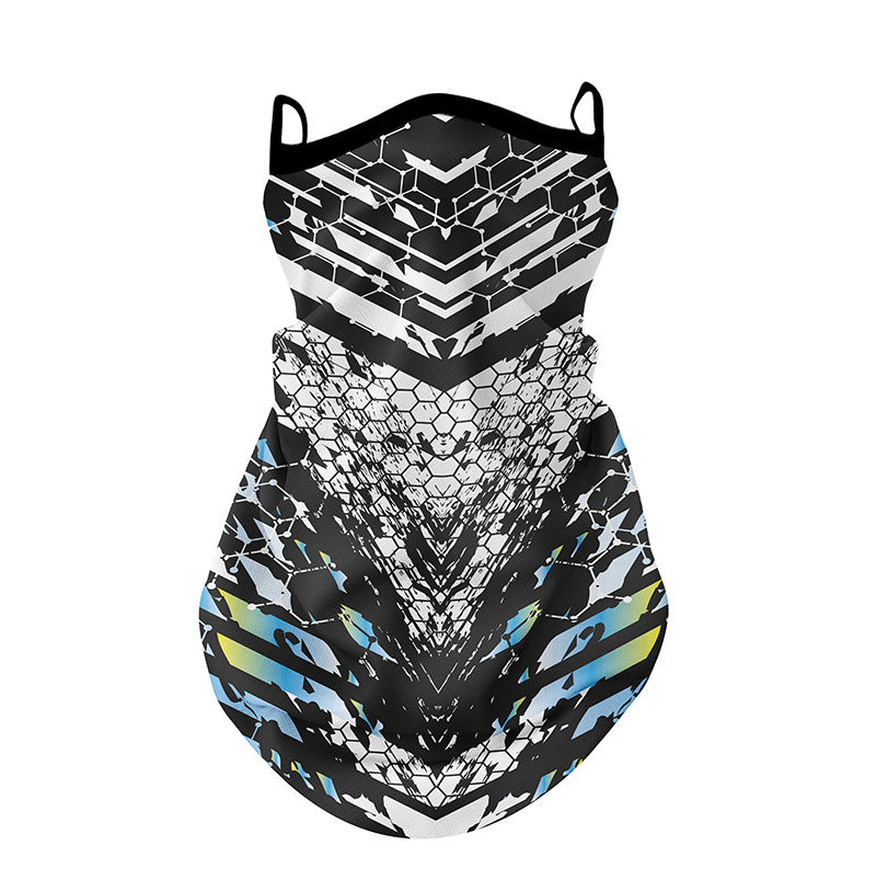 ZRCE GE Summer Outdoor Sun-proof Mask Scarf Ear Hanging Anti-UV Polyester Face Neck Cover