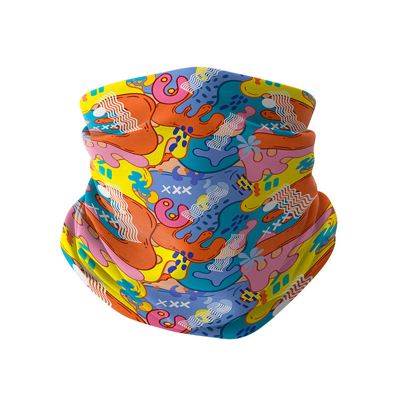 ZRCE UPF50+ Children Outdoor Cycling Face Mask Colorful Pattern Neck Gaiter