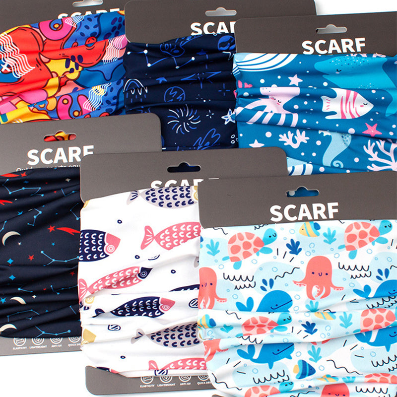 ZRCE UPF50+ Children Outdoor Cycling Face Mask Colorful Pattern Neck Gaiter