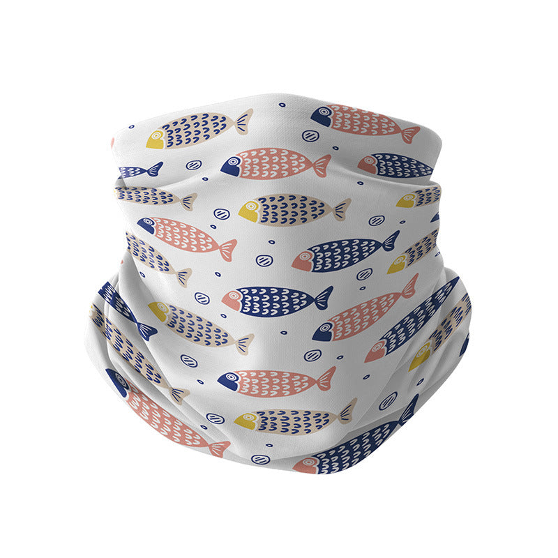 ZRCE UPF50+ Children Outdoor Cycling Face Mask Colorful Pattern Neck Gaiter