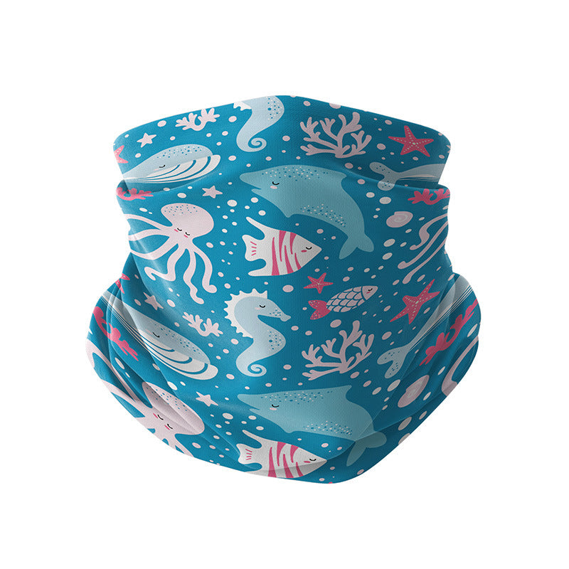 ZRCE UPF50+ Children Outdoor Cycling Face Mask Colorful Pattern Neck Gaiter