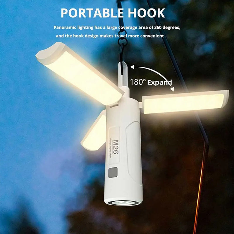M26 LED Camping Lantern Collapsible Light  USB Rechargeable Phone Charger 2000mAh Powerful Flashlight