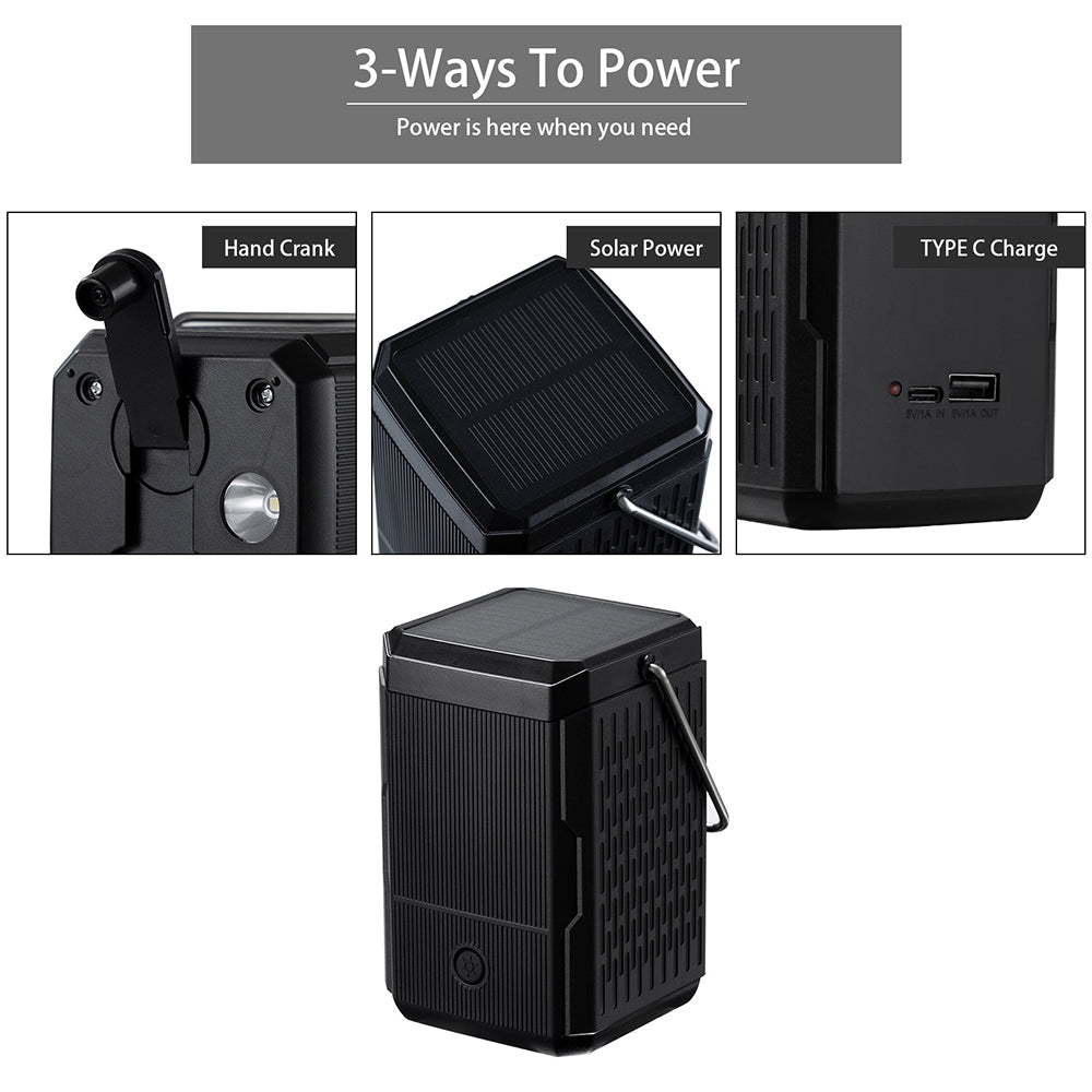 HY-236TD Portable Outdoor Solar Hand Crank Camping Light 2000mAh Power Bank