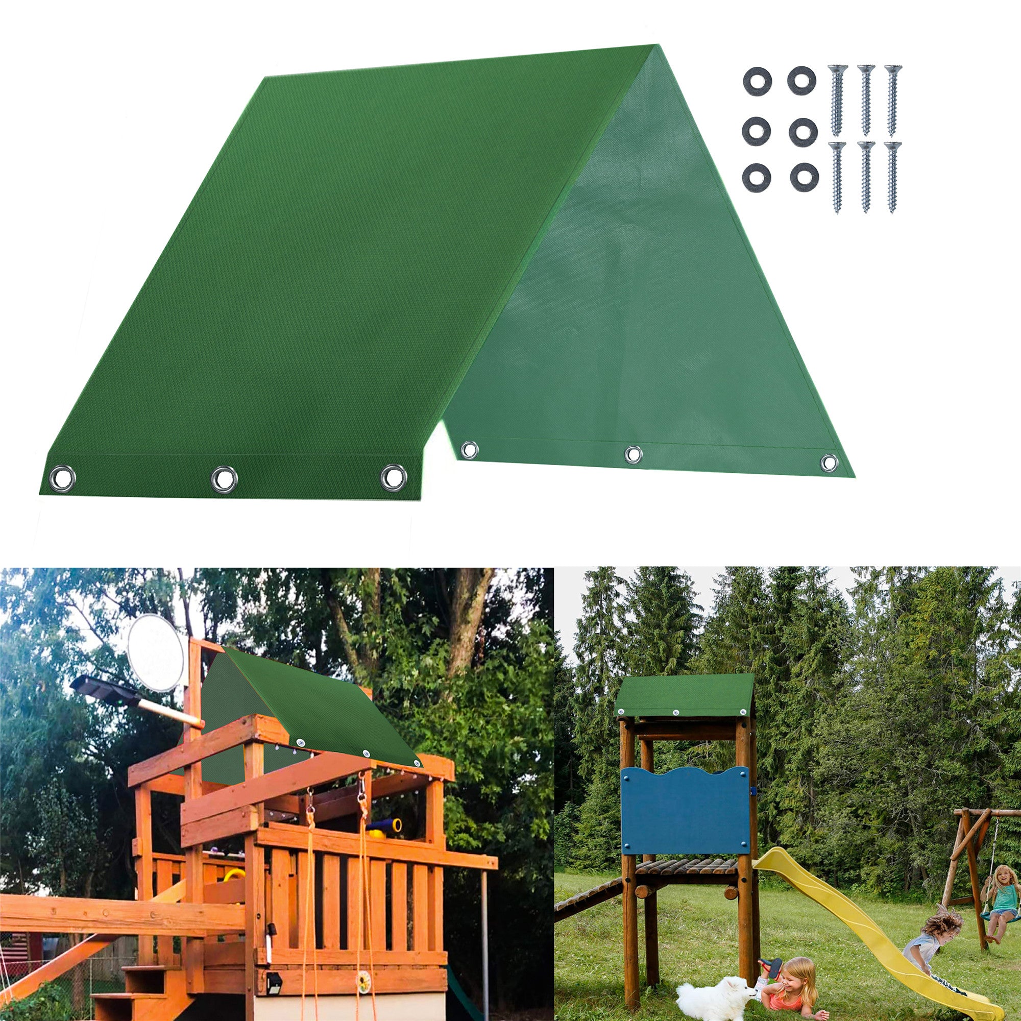 Outdoor Swingset Shade Kids Playground Roof Canopy Waterproof Cover Sunshade with Screws