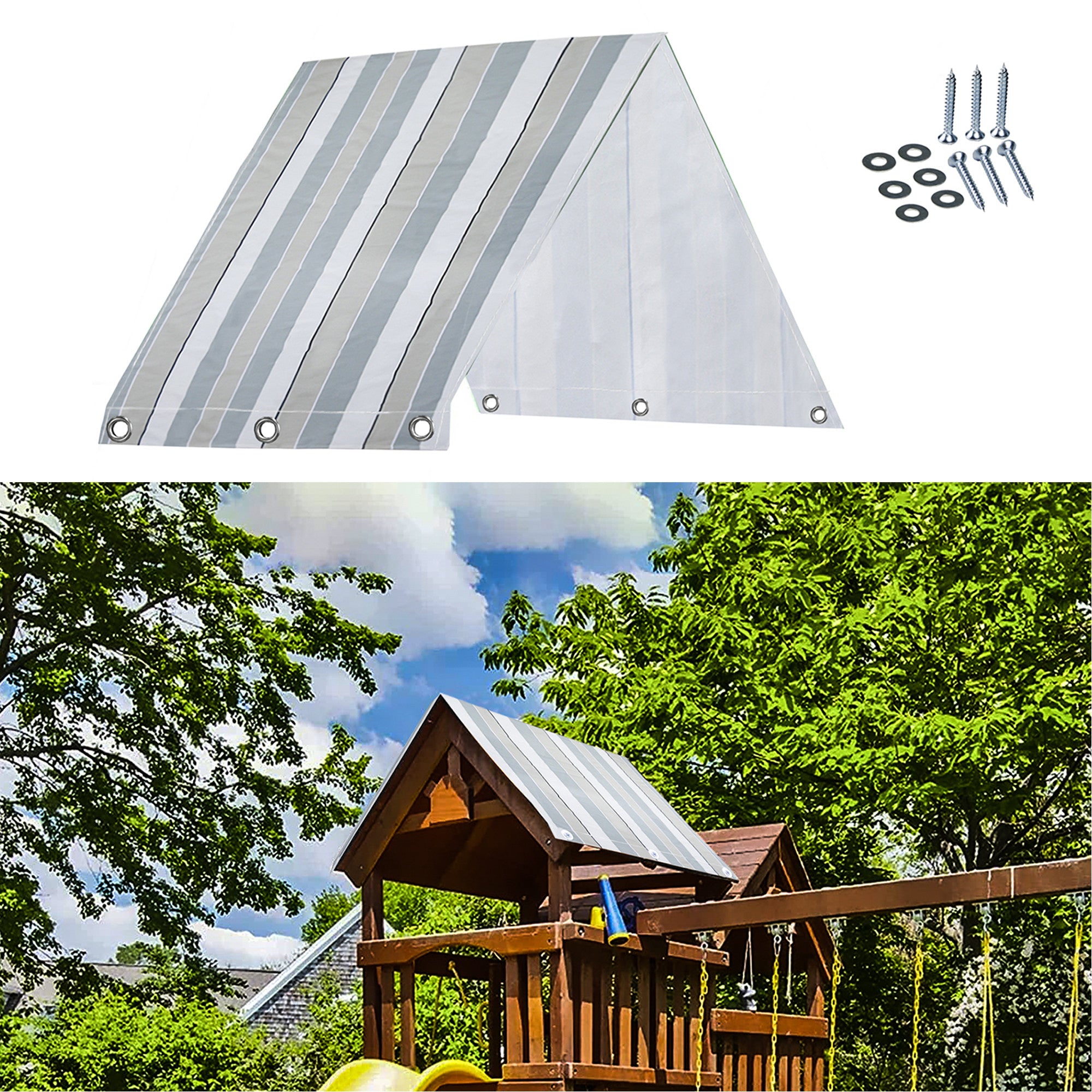 Outdoor Swingset Shade Kids Playground Roof Canopy Waterproof Cover Sunshade with Screws