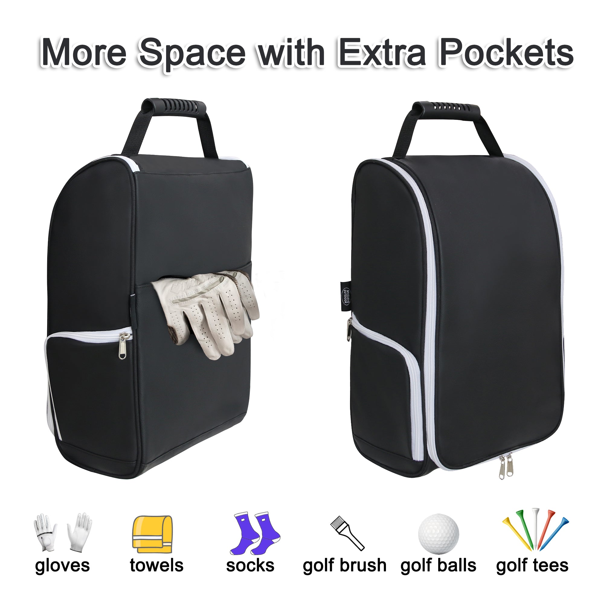MYDAYS OUTDOOR Modern Golf Shoe Bag Sport Shoes Zipper Storage Bag Golf Balls Carrying Tote Bag