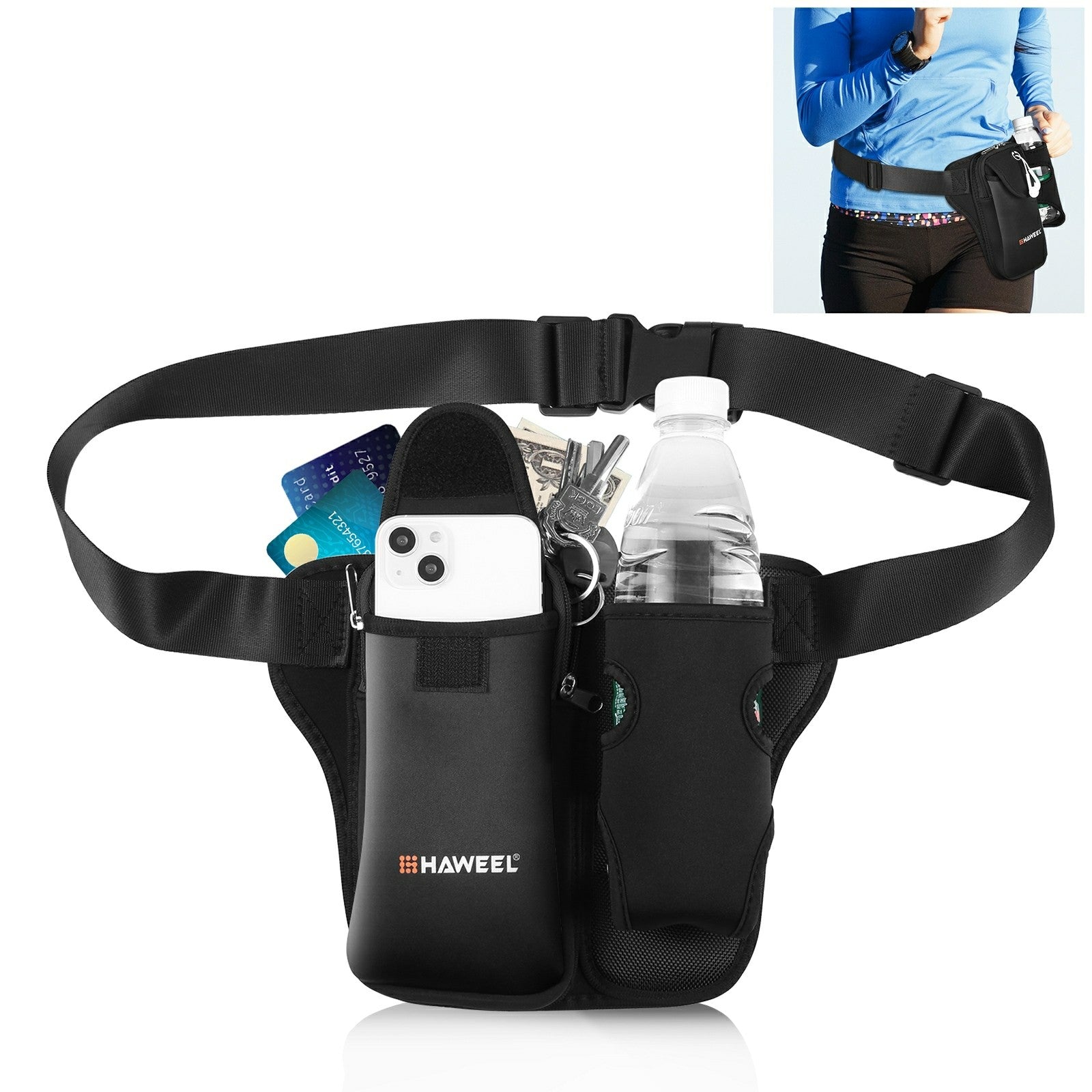 HAWEEL HWL2139 Elastic Running Waist Bag Fanny Pack for Phones Bottles