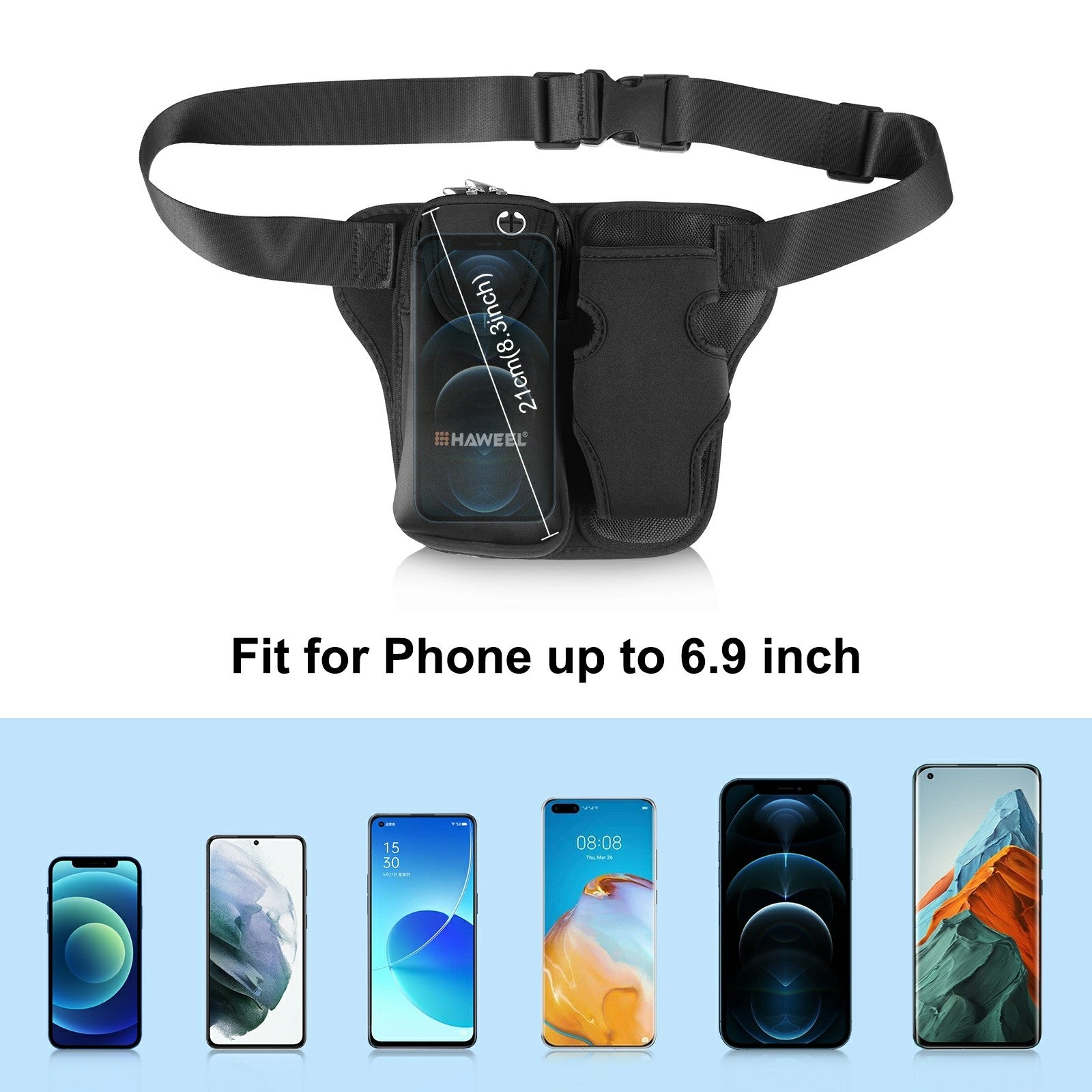HAWEEL HWL2139 Elastic Running Waist Bag Fanny Pack for Phones Bottles
