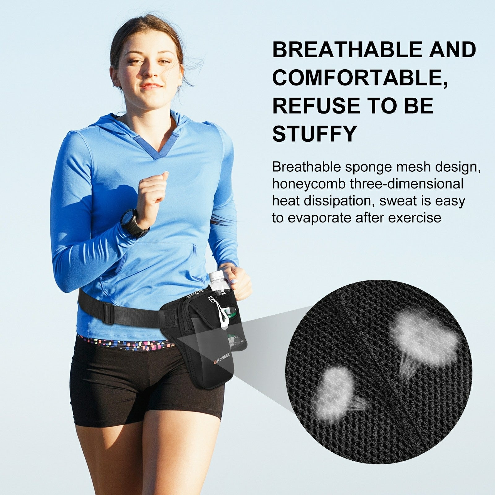 HAWEEL HWL2139 Elastic Running Waist Bag Fanny Pack for Phones Bottles