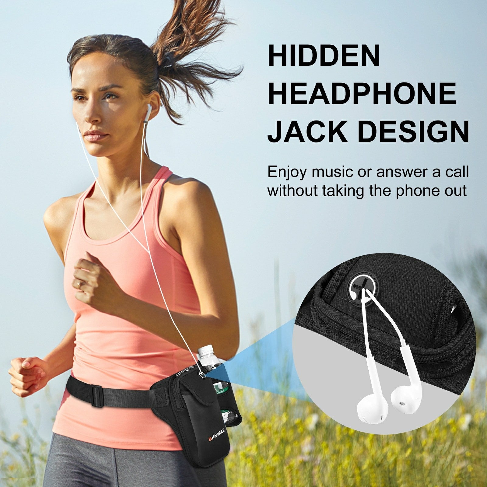HAWEEL HWL2139 Elastic Running Waist Bag Fanny Pack for Phones Bottles