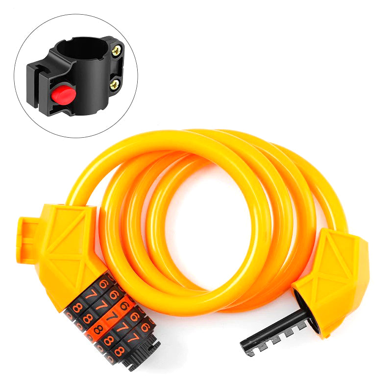 BG-4119 1.1m Bicycle Steel Cable Security Lock 5 Digit Password Anti-theft Bike Lock