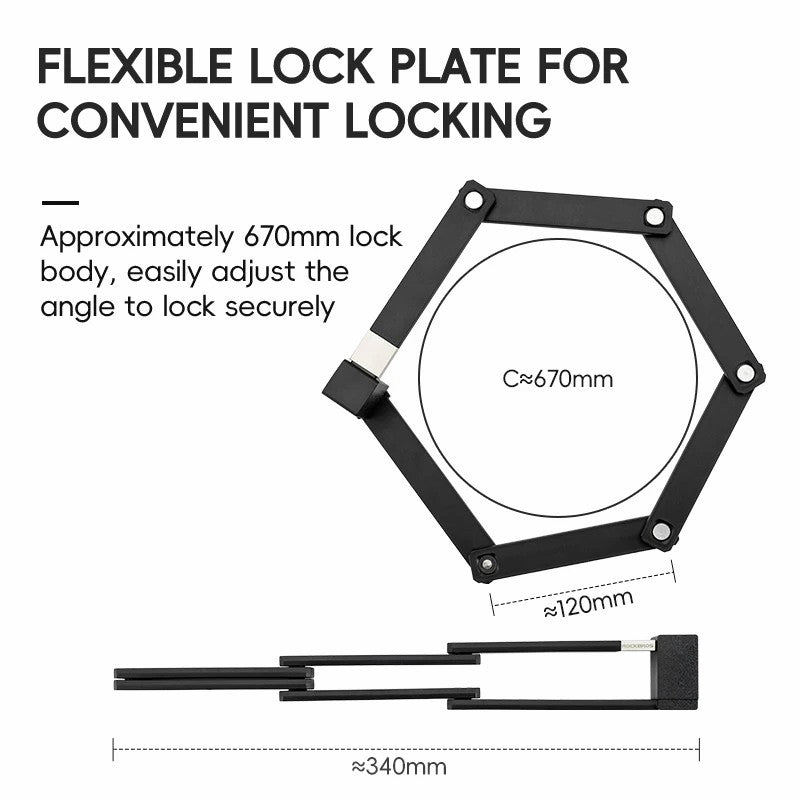 ROCKBROS 32140003 809 Folding Bicycle Lock Motorcycle Bike Anti Theft Lock