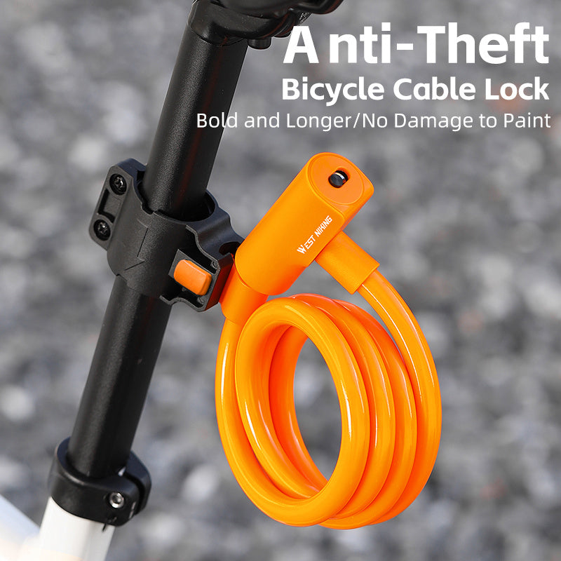 WEST BIKING YP0705100 115cm Extendable Steel Cable Anti-theft Bicycle Lock