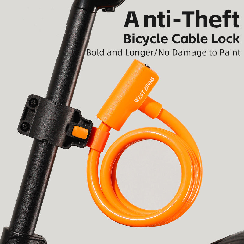 WEST BIKING YP0705100 115cm Extendable Steel Cable Anti-theft Bicycle Lock