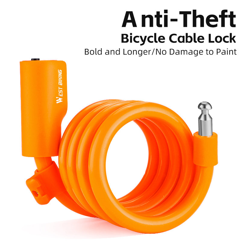 WEST BIKING YP0705100 115cm Extendable Steel Cable Anti-theft Bicycle Lock