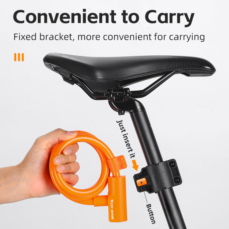 WEST BIKING YP0705100 115cm Extendable Steel Cable Anti-theft Bicycle Lock
