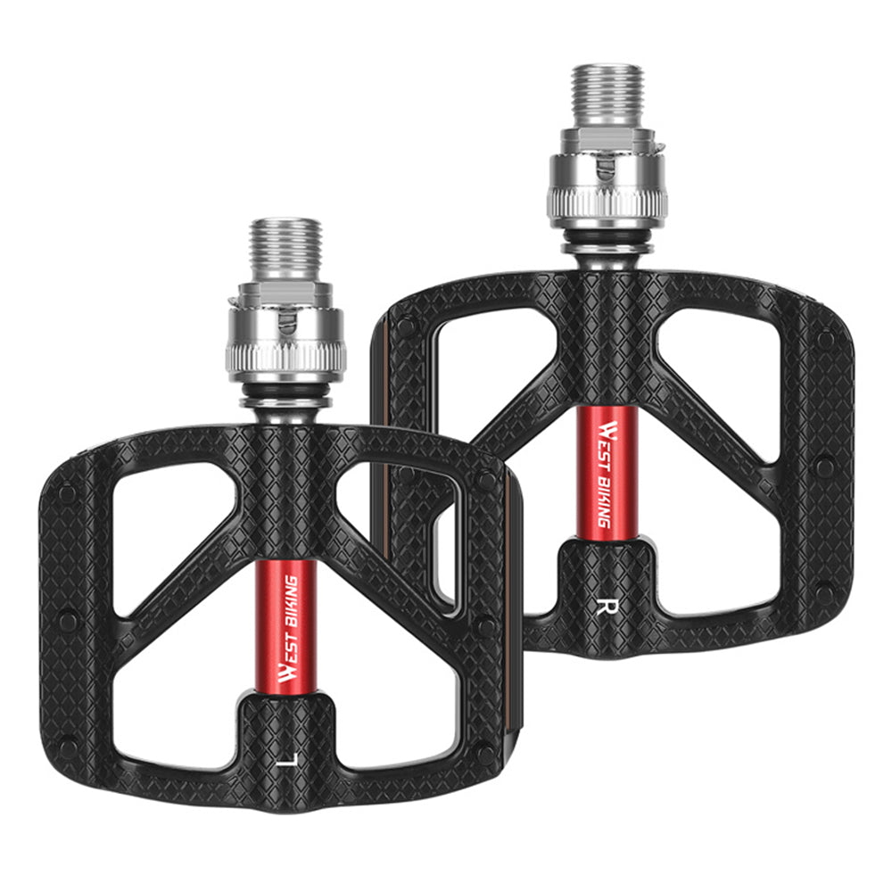 WEST BIKING YP0802117 Aluminum Alloy Quick Release 3 Bearing Pedal with Reflective Stickers