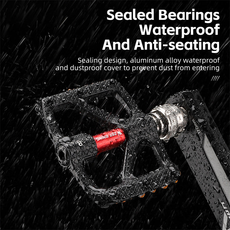 WEST BIKING YP0802117 Aluminum Alloy Quick Release 3 Bearing Pedal with Reflective Stickers