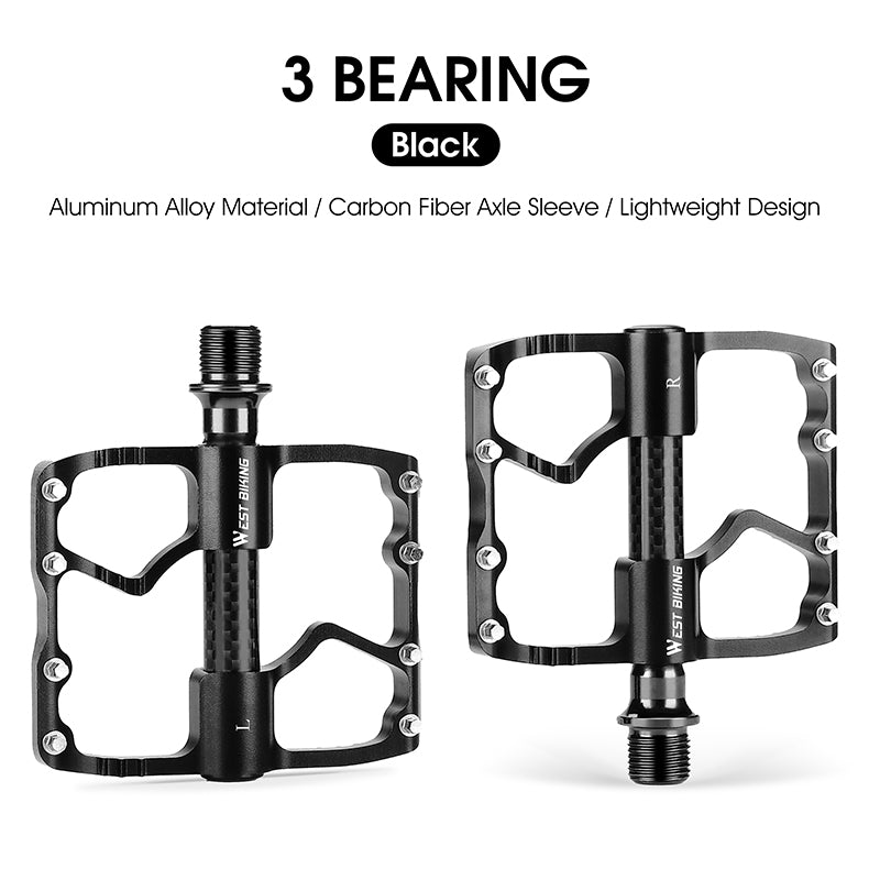 WEST BIKING YP0802098 1 Pair Bicycle Anti-slip Pedals Aluminum Alloy + Carbon Fiber MTB Road Bike Pedals