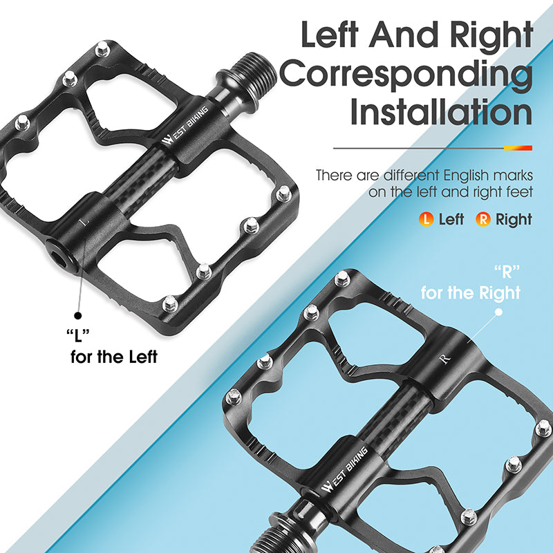 WEST BIKING YP0802098 1 Pair Bicycle Anti-slip Pedals Aluminum Alloy + Carbon Fiber MTB Road Bike Pedals
