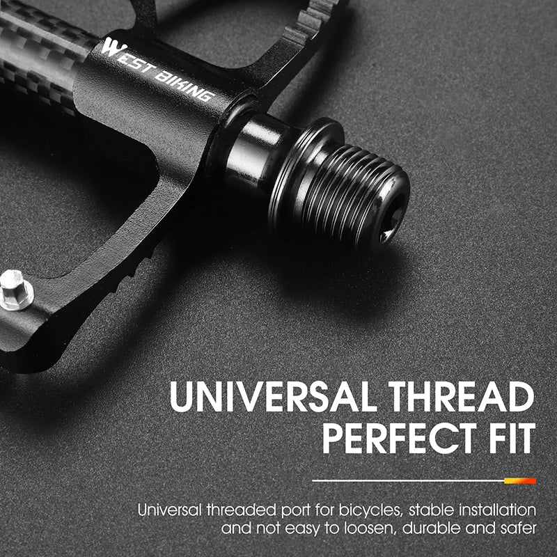 WEST BIKING YP0802098 1 Pair Bicycle Anti-slip Pedals Aluminum Alloy + Carbon Fiber MTB Road Bike Pedals