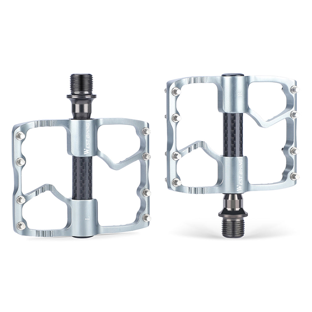 WEST BIKING YP0802098 1 Pair Bicycle Anti-slip Pedals Aluminum Alloy + Carbon Fiber MTB Road Bike Pedals