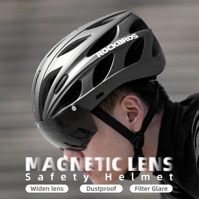 ROCKBROS TT-16-001 Bicycle Helmet Shock Absorbing EPS Cycling Helmet with Goggles Lens